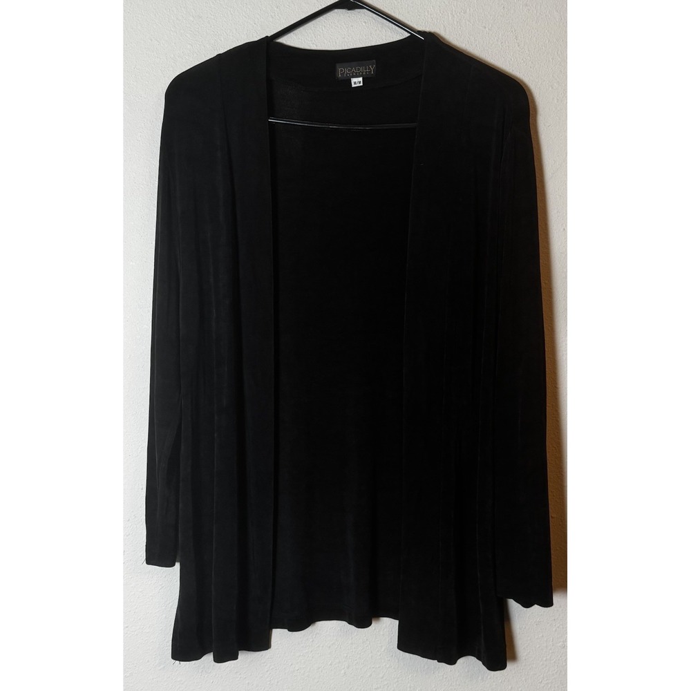 Picadilly Fashions Black Open Front Cardigan Women's Size M Long Sleeve